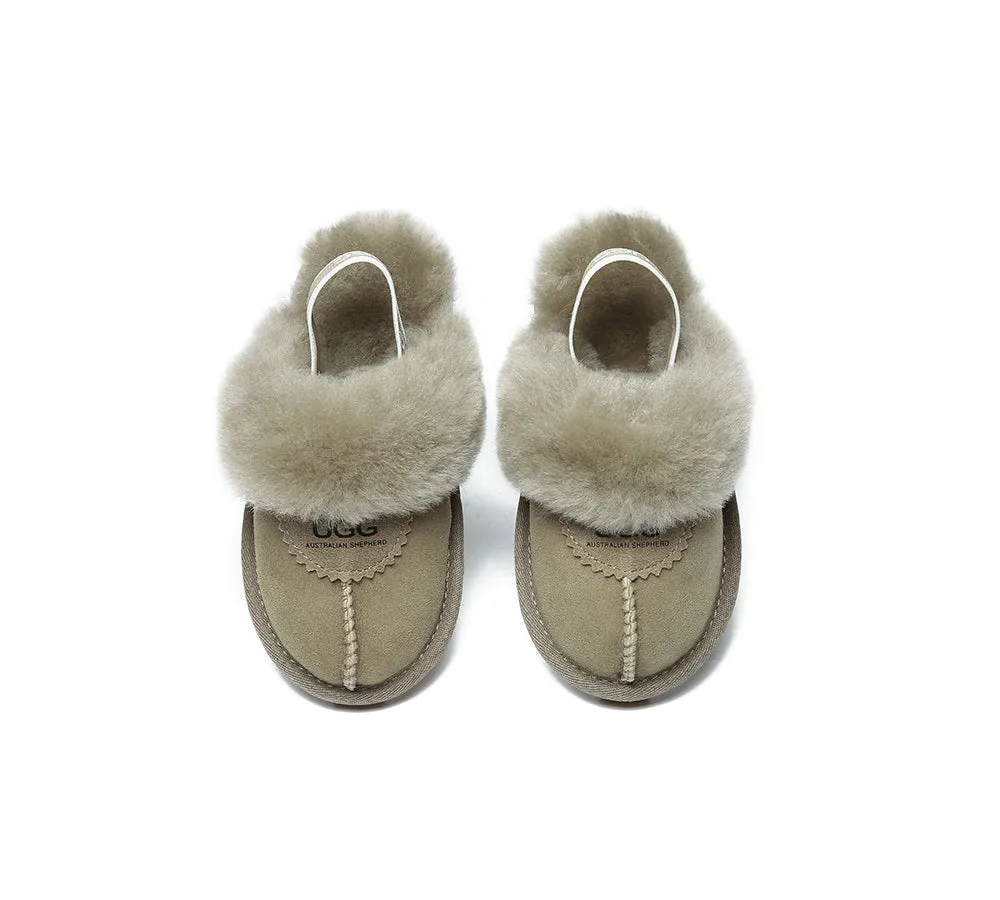 AUSTRALIAN SHEPHERD® UGG Kids Sheepskin Wool Slingback Slippers Waffle Plus