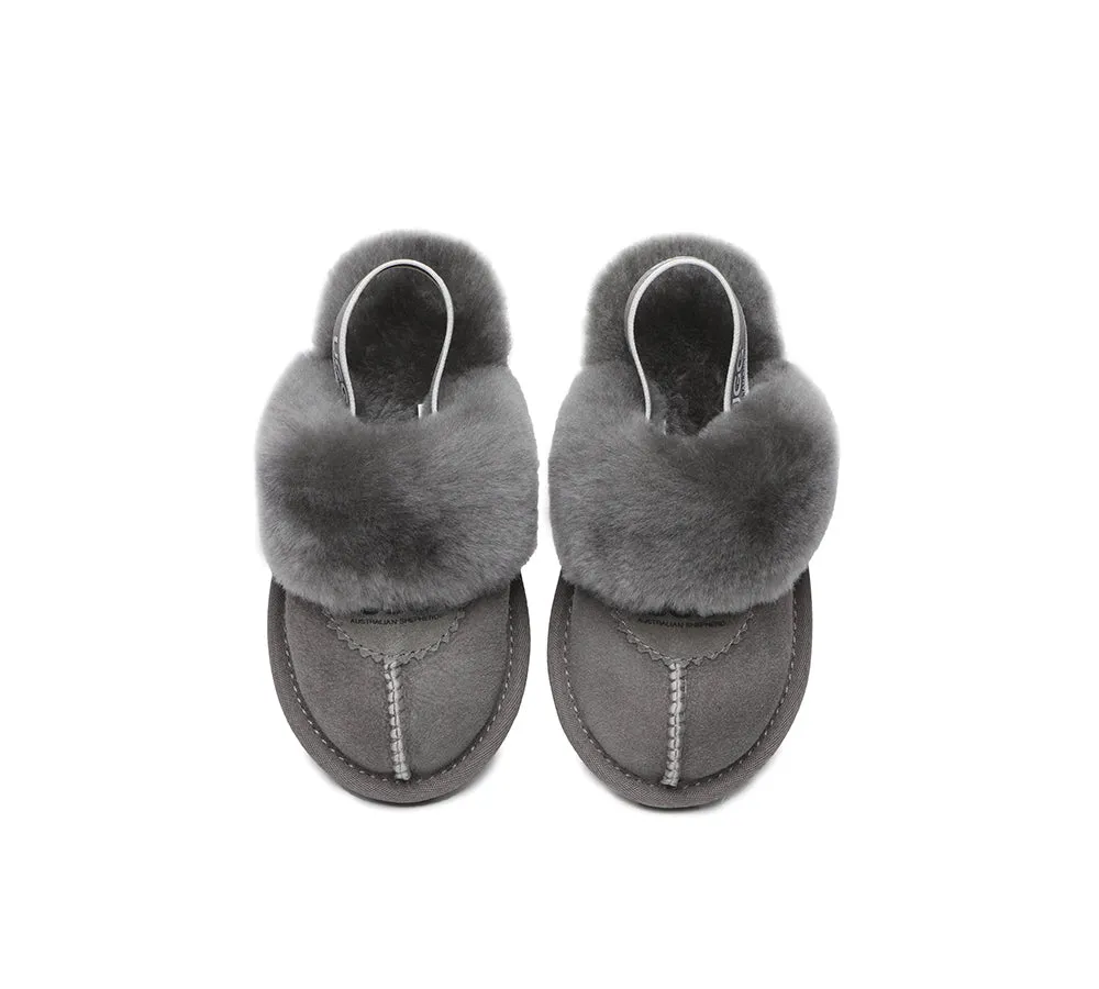 AUSTRALIAN SHEPHERD® UGG Kids Sheepskin Wool Slingback Slippers Waffle Plus