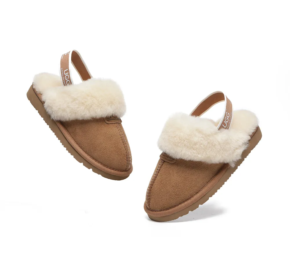 AUSTRALIAN SHEPHERD® UGG Kids Sheepskin Wool Strap Slingback Slippers Suzie