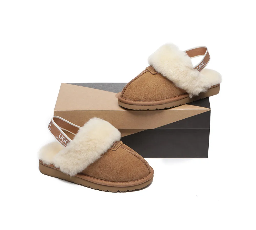 AUSTRALIAN SHEPHERD® UGG Kids Sheepskin Wool Strap Slingback Slippers Suzie