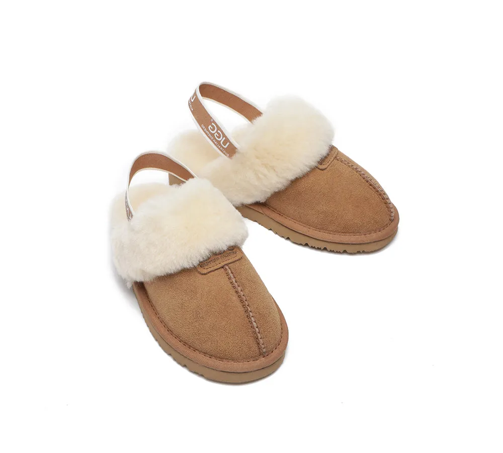 AUSTRALIAN SHEPHERD® UGG Kids Sheepskin Wool Strap Slingback Slippers Suzie