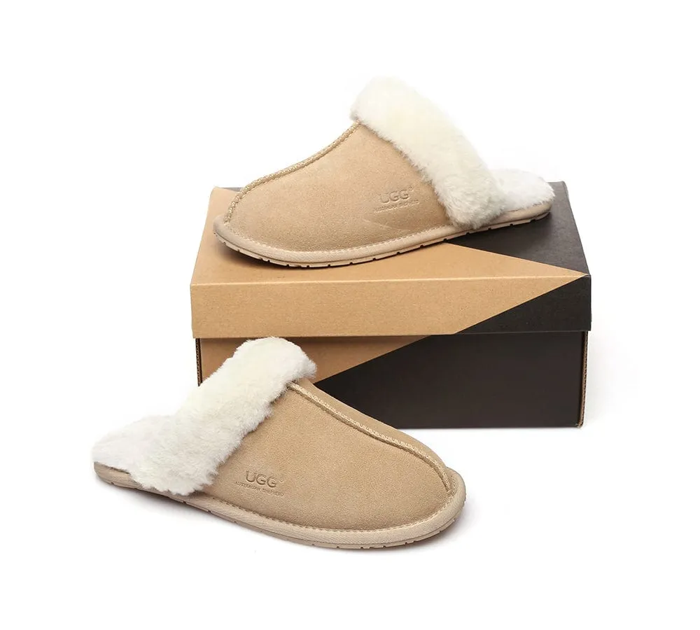 AUSTRALIAN SHEPHERD® UGG Premium Sheepskin Wool Scuff Slippers Rosa