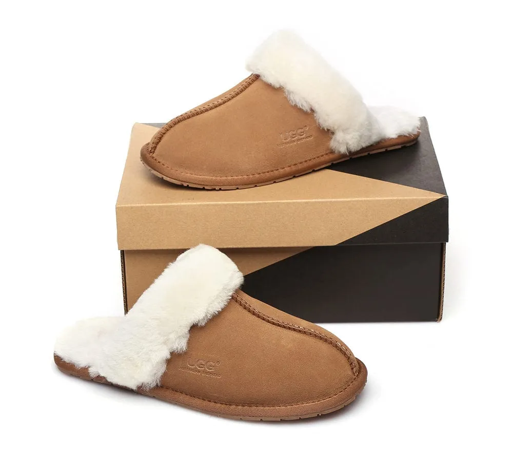 AUSTRALIAN SHEPHERD® UGG Premium Sheepskin Wool Scuff Slippers Rosa