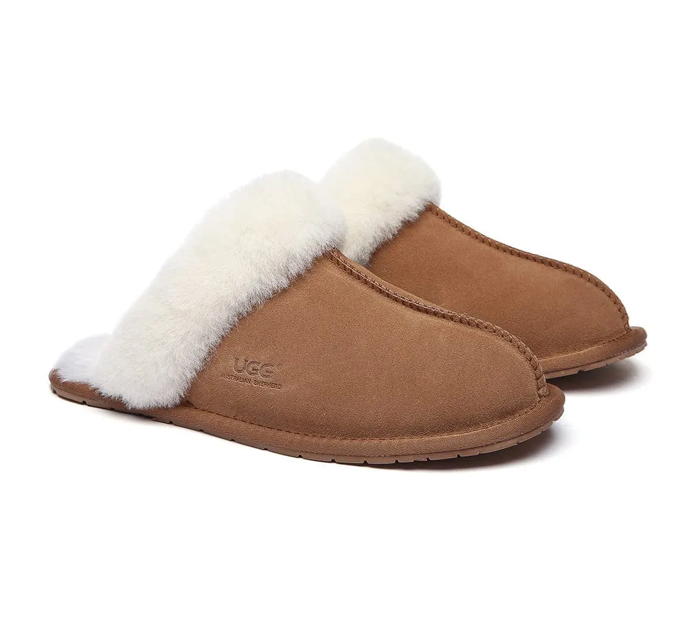 AUSTRALIAN SHEPHERD® UGG Premium Sheepskin Wool Scuff Slippers Rosa