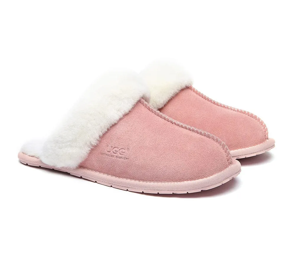 AUSTRALIAN SHEPHERD® UGG Premium Sheepskin Wool Scuff Slippers Rosa