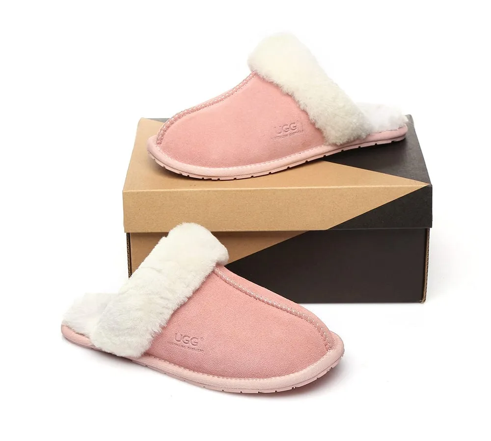 AUSTRALIAN SHEPHERD® UGG Premium Sheepskin Wool Scuff Slippers Rosa