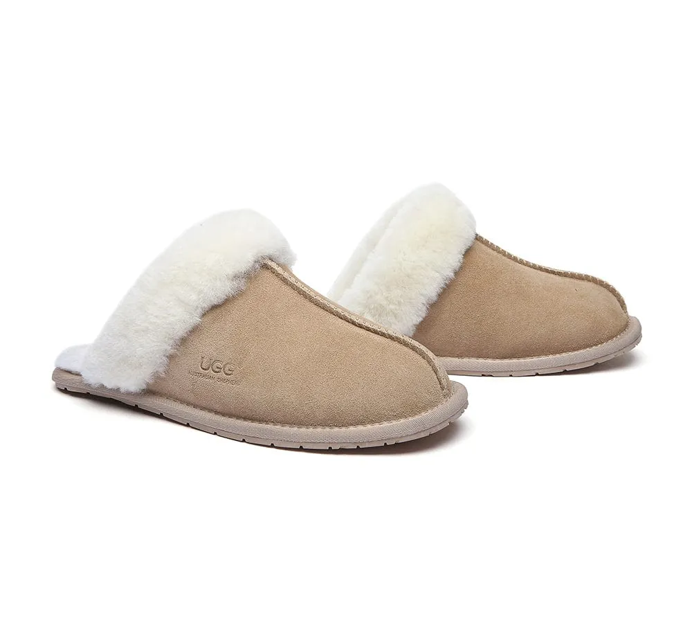 AUSTRALIAN SHEPHERD® UGG Premium Sheepskin Wool Scuff Slippers Rosa