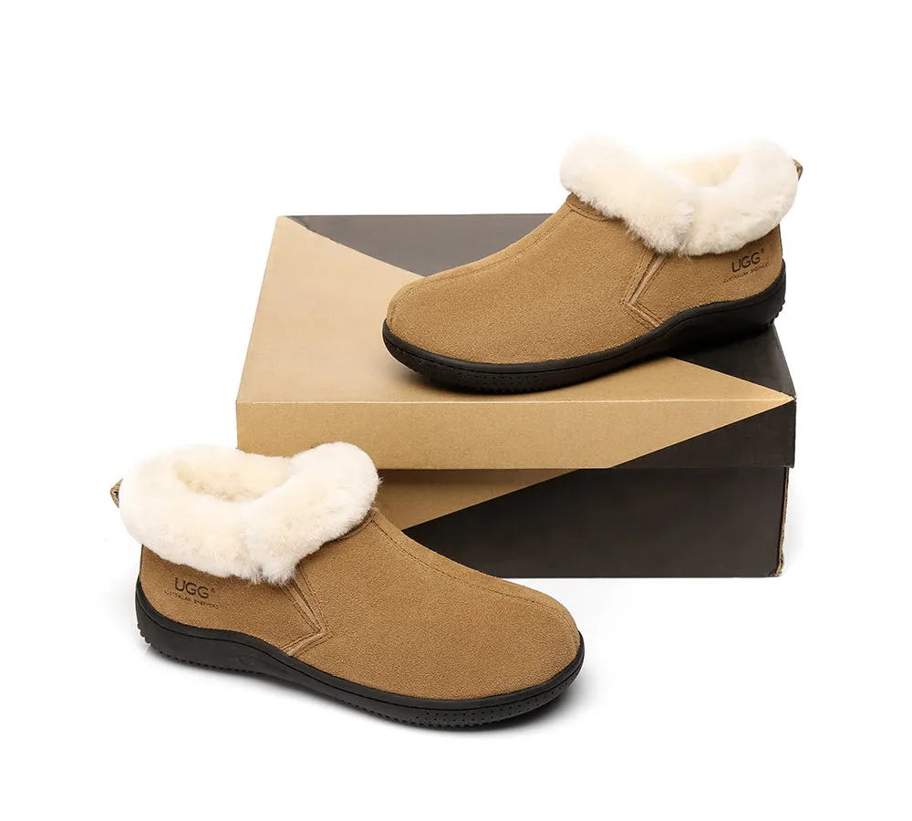 AUSTRALIAN SHEPHERD® UGG Sheepskin Wool Collar Ankle Slippers Daley