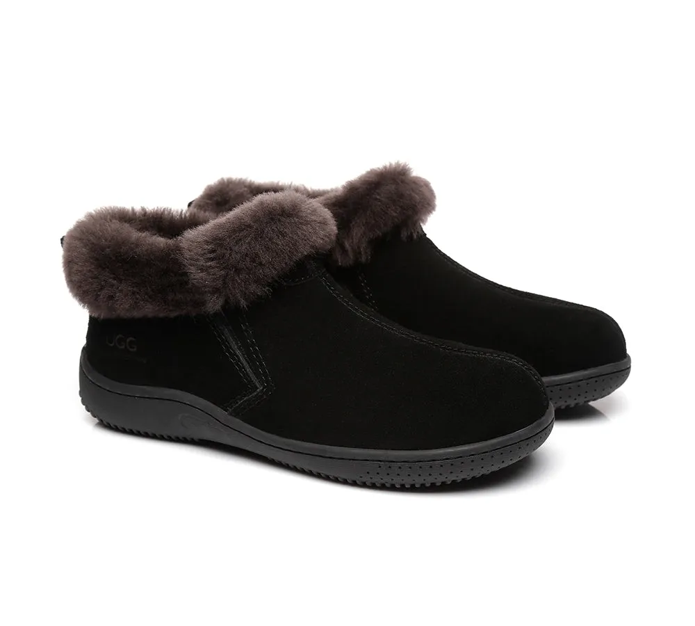 AUSTRALIAN SHEPHERD® UGG Sheepskin Wool Collar Ankle Slippers Daley