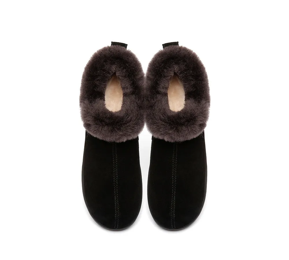 AUSTRALIAN SHEPHERD® UGG Sheepskin Wool Collar Ankle Slippers Daley