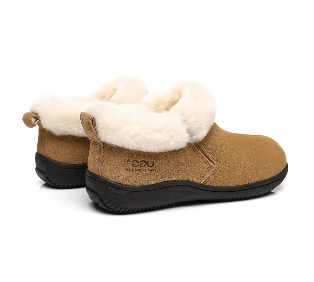 AUSTRALIAN SHEPHERD® UGG Sheepskin Wool Collar Ankle Slippers Daley