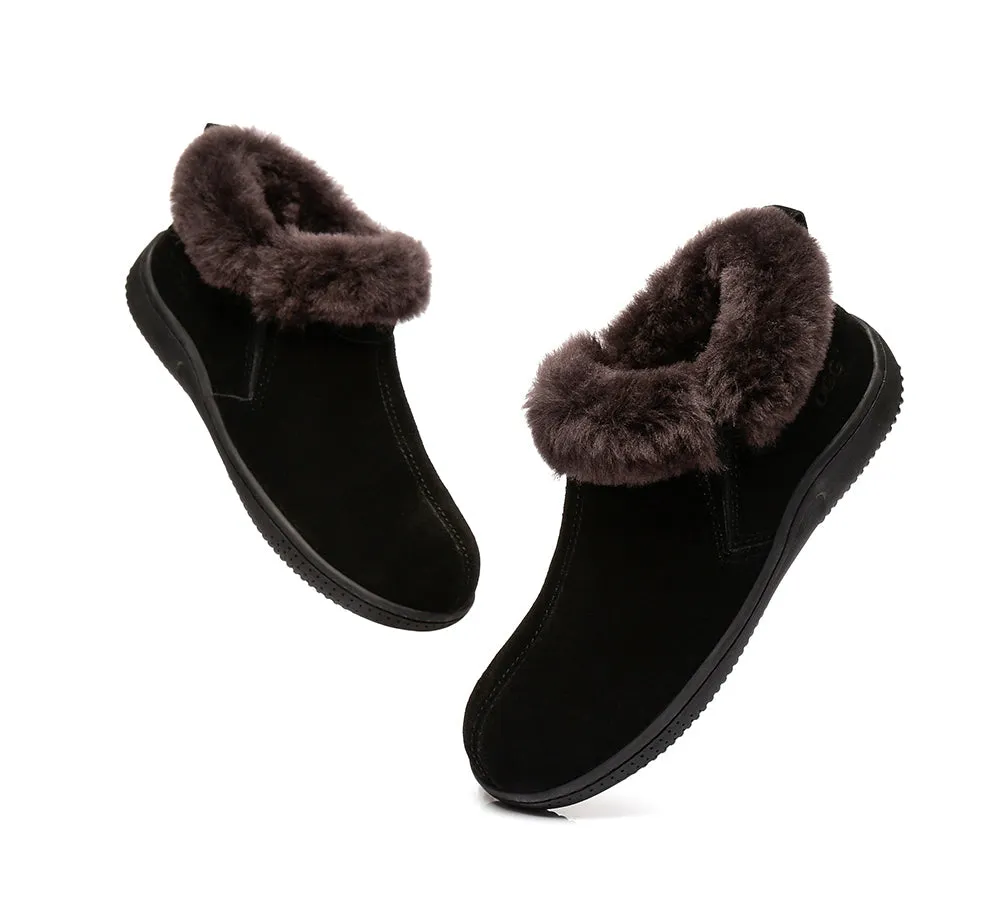 AUSTRALIAN SHEPHERD® UGG Sheepskin Wool Collar Ankle Slippers Daley