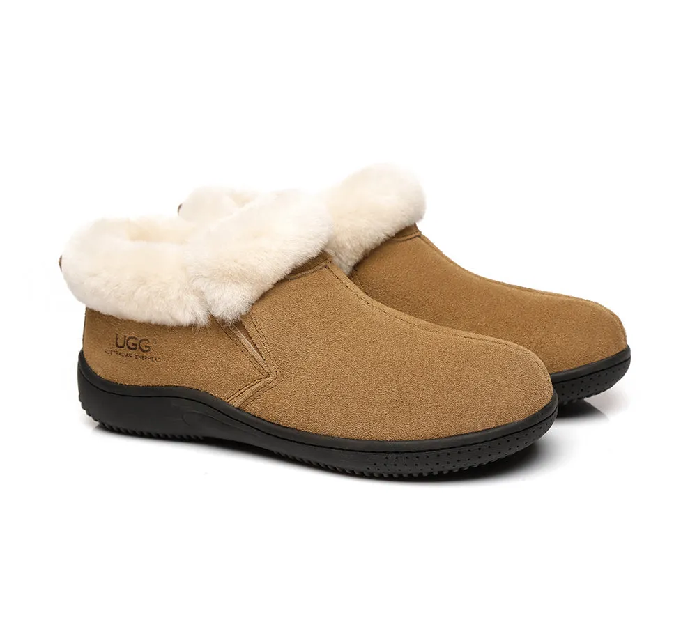 AUSTRALIAN SHEPHERD® UGG Sheepskin Wool Collar Ankle Slippers Daley