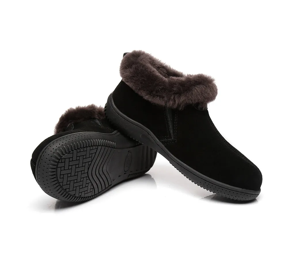 AUSTRALIAN SHEPHERD® UGG Sheepskin Wool Collar Ankle Slippers Daley