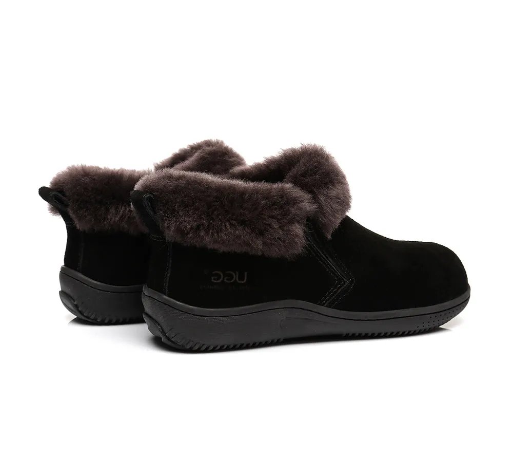 AUSTRALIAN SHEPHERD® UGG Sheepskin Wool Collar Ankle Slippers Daley