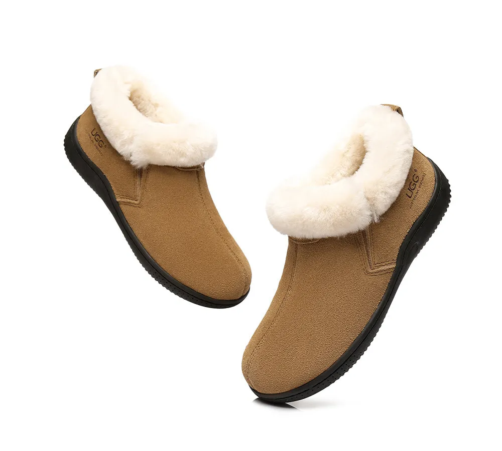 AUSTRALIAN SHEPHERD® UGG Sheepskin Wool Collar Ankle Slippers Daley