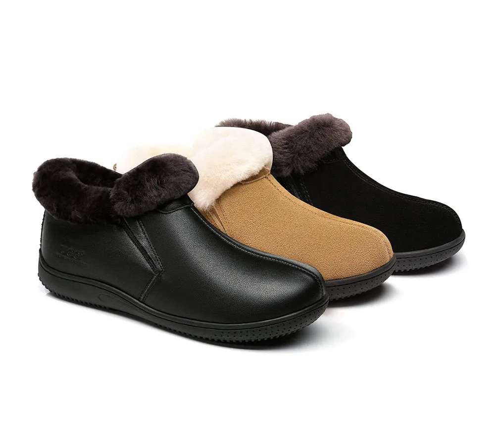 AUSTRALIAN SHEPHERD® UGG Sheepskin Wool Collar Ankle Slippers Daley