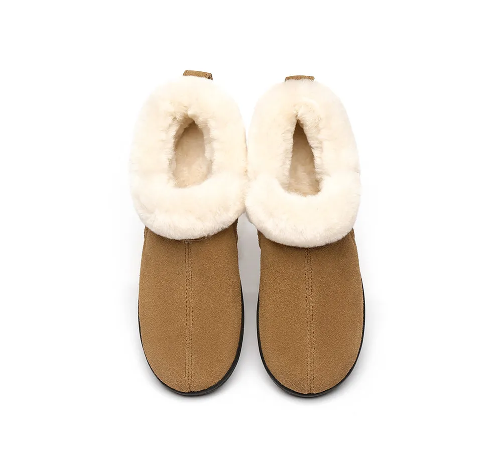 AUSTRALIAN SHEPHERD® UGG Sheepskin Wool Collar Ankle Slippers Daley