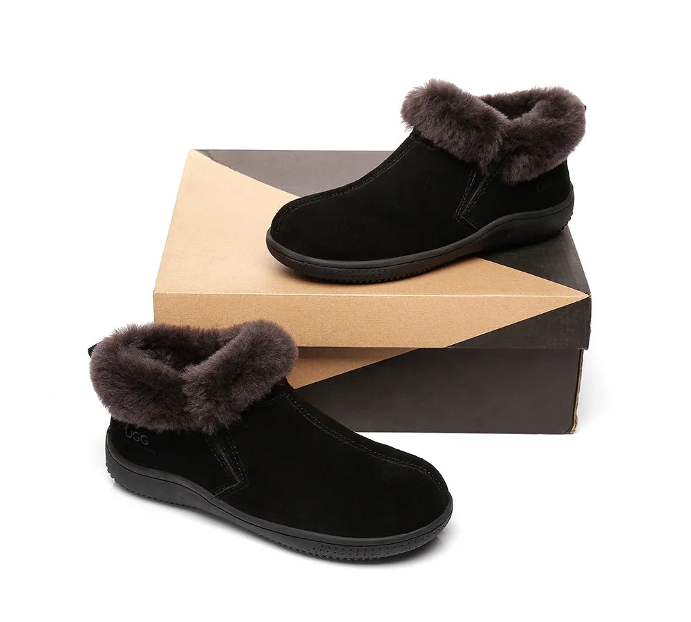 AUSTRALIAN SHEPHERD® UGG Sheepskin Wool Collar Ankle Slippers Daley