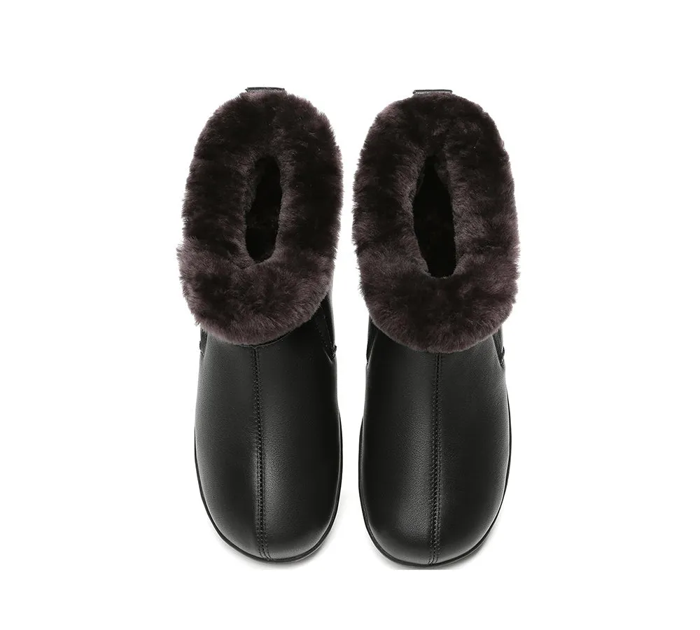 AUSTRALIAN SHEPHERD® UGG Sheepskin Wool Collar Ankle Slippers Daley