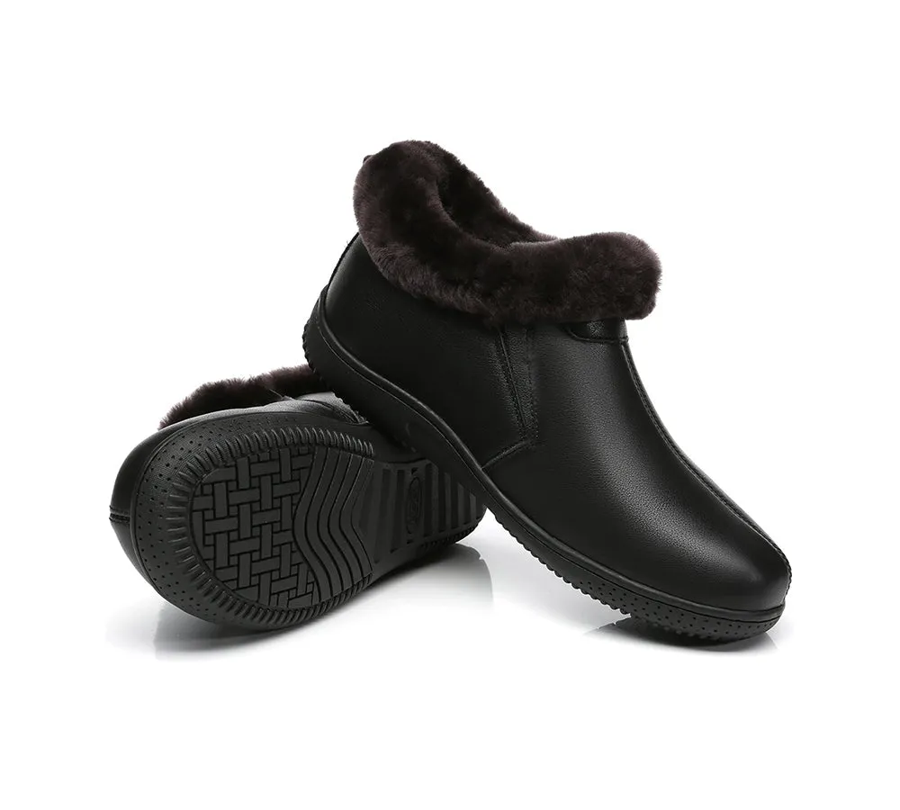 AUSTRALIAN SHEPHERD® UGG Sheepskin Wool Collar Ankle Slippers Daley