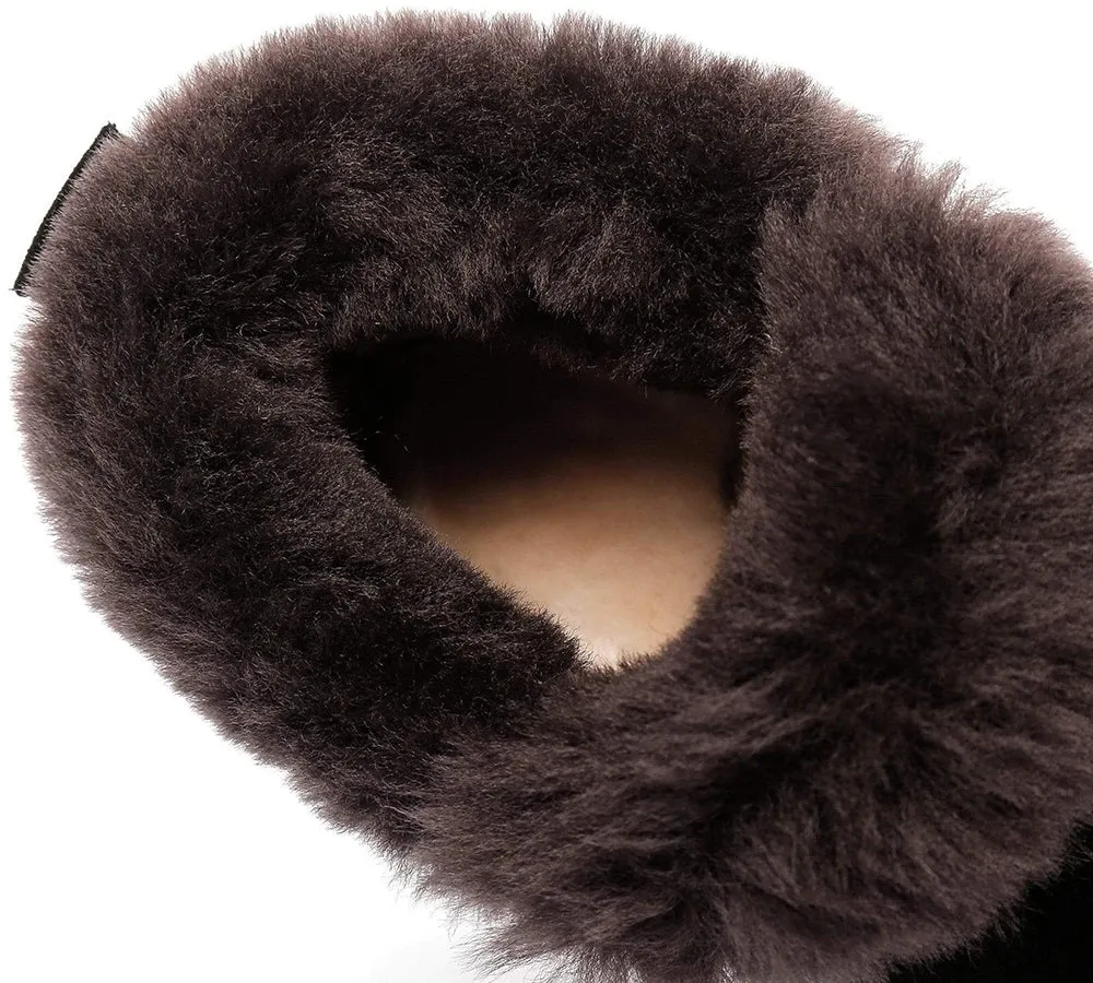 AUSTRALIAN SHEPHERD® UGG Sheepskin Wool Collar Ankle Slippers Daley