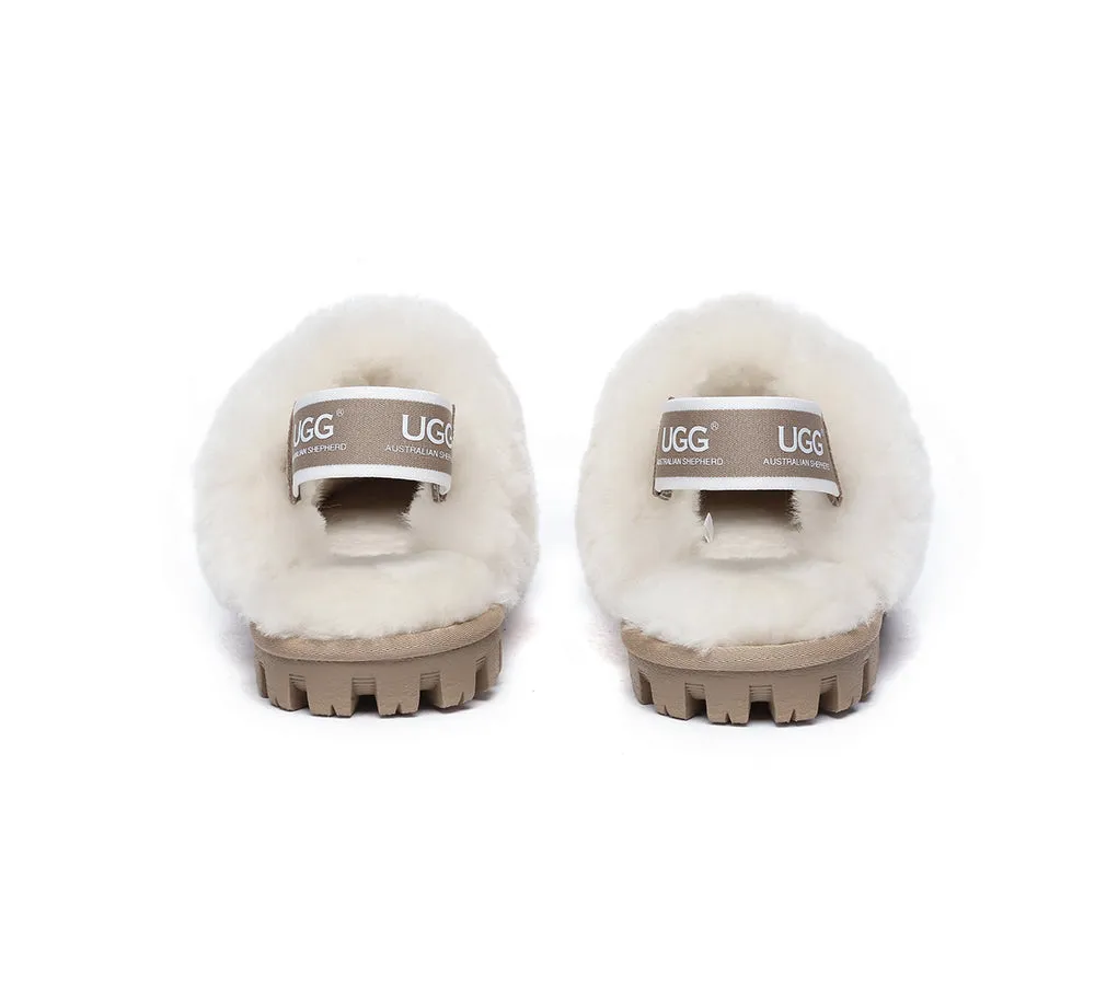 AUSTRALIAN SHEPHERD® UGG Sheepskin Wool Removable Strap Slingback Slippers Suzie ll