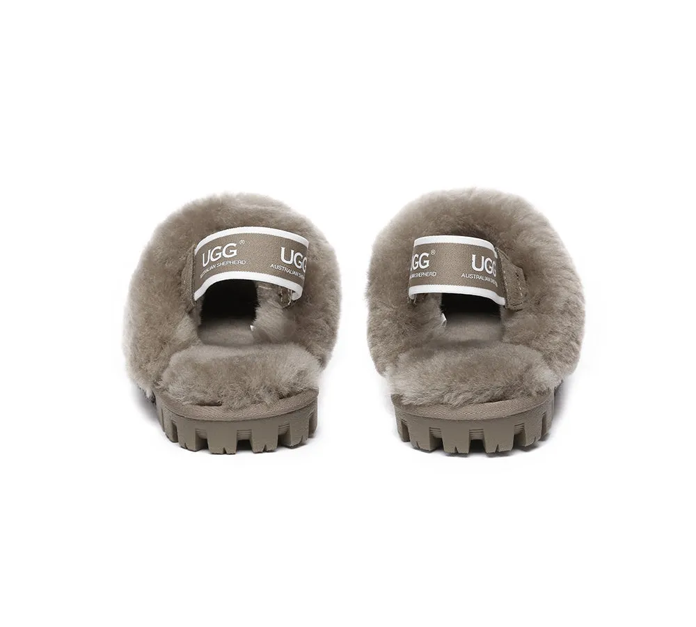 AUSTRALIAN SHEPHERD® UGG Sheepskin Wool Removable Strap Slingback Slippers Suzie ll