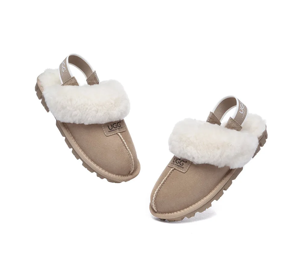 AUSTRALIAN SHEPHERD® UGG Sheepskin Wool Removable Strap Slingback Slippers Suzie ll