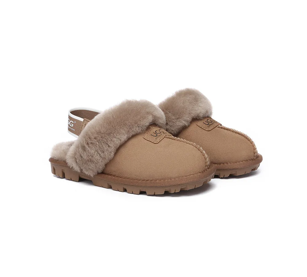 AUSTRALIAN SHEPHERD® UGG Sheepskin Wool Removable Strap Slingback Slippers Suzie ll