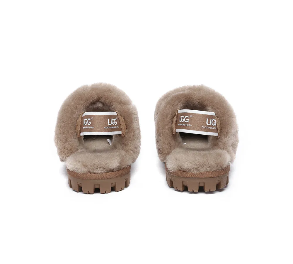 AUSTRALIAN SHEPHERD® UGG Sheepskin Wool Removable Strap Slingback Slippers Suzie ll