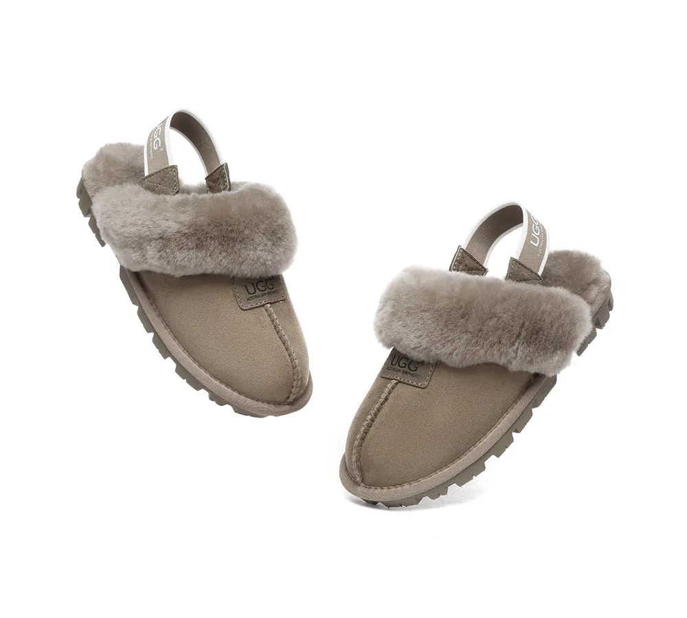 AUSTRALIAN SHEPHERD® UGG Sheepskin Wool Removable Strap Slingback Slippers Suzie ll