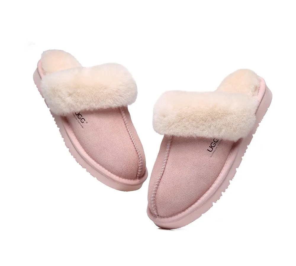 AUSTRALIAN SHEPHERD® UGG Sheepskin Wool Scuff Slippers Muffin