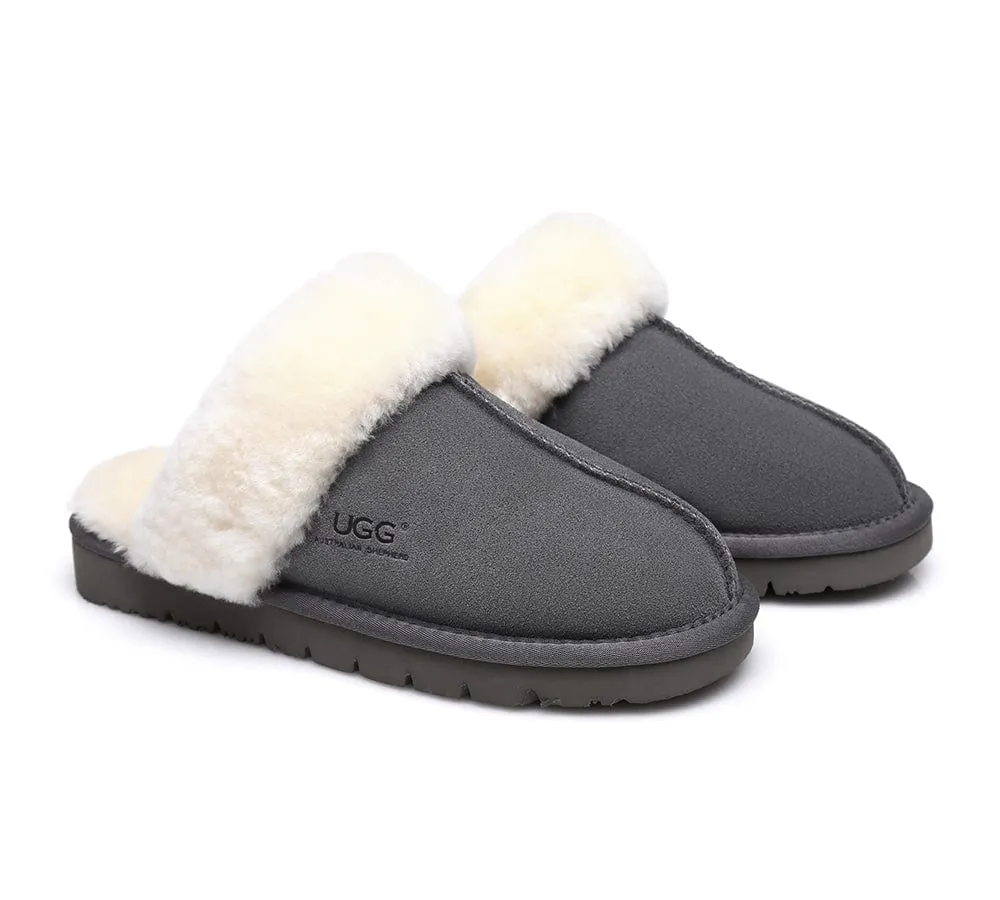 AUSTRALIAN SHEPHERD® UGG Sheepskin Wool Scuff Slippers Muffin