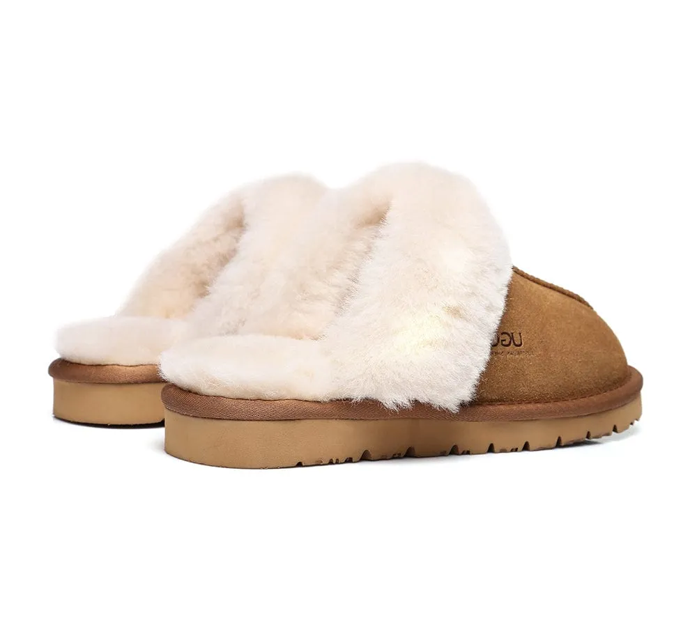 AUSTRALIAN SHEPHERD® UGG Sheepskin Wool Scuff Slippers Muffin