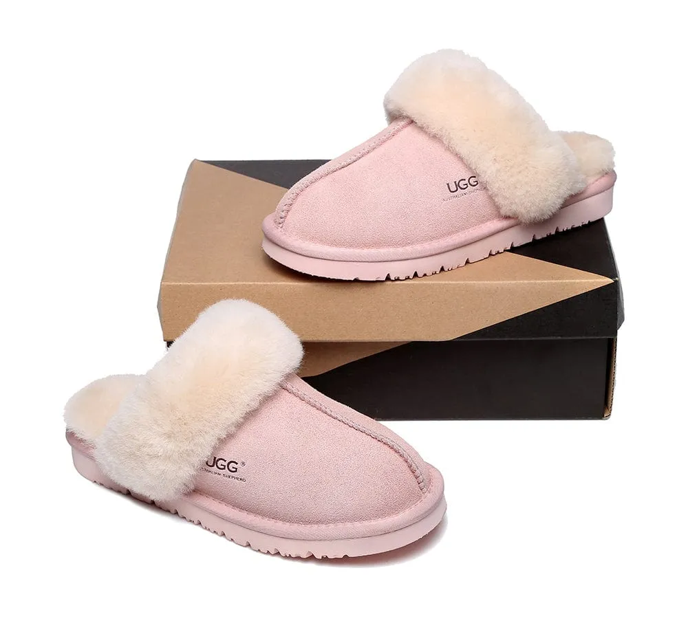 AUSTRALIAN SHEPHERD® UGG Sheepskin Wool Scuff Slippers Muffin