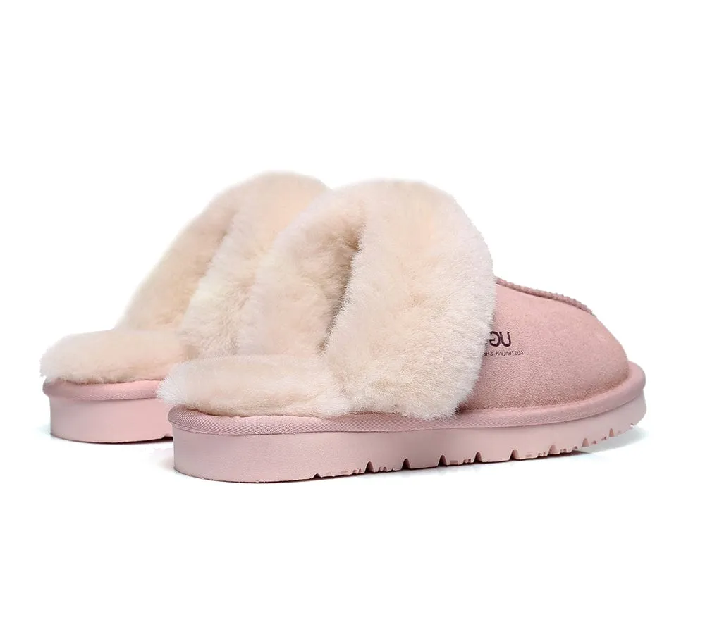 AUSTRALIAN SHEPHERD® UGG Sheepskin Wool Scuff Slippers Muffin