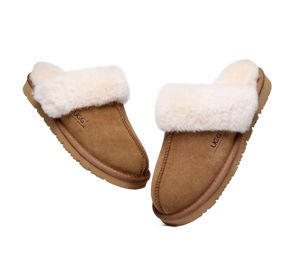 AUSTRALIAN SHEPHERD® UGG Sheepskin Wool Scuff Slippers Muffin