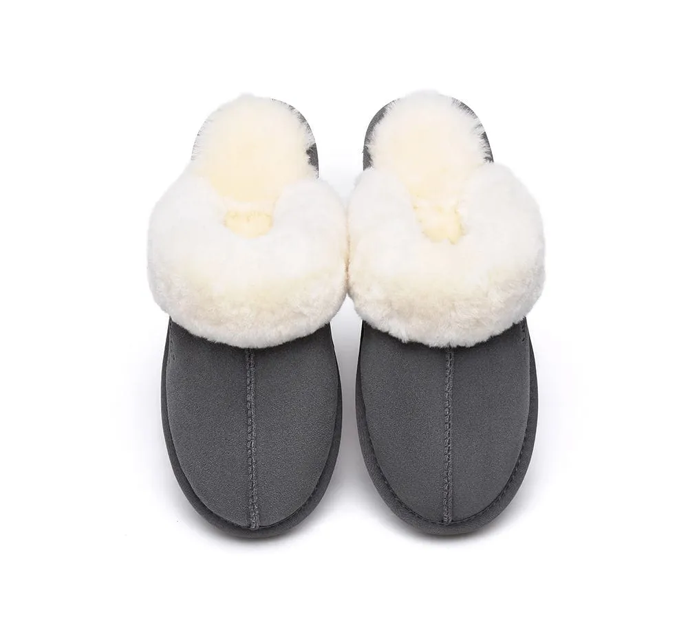 AUSTRALIAN SHEPHERD® UGG Sheepskin Wool Scuff Slippers Muffin