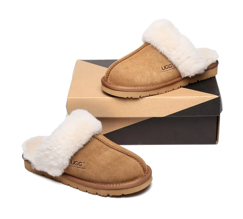 AUSTRALIAN SHEPHERD® UGG Sheepskin Wool Scuff Slippers Muffin