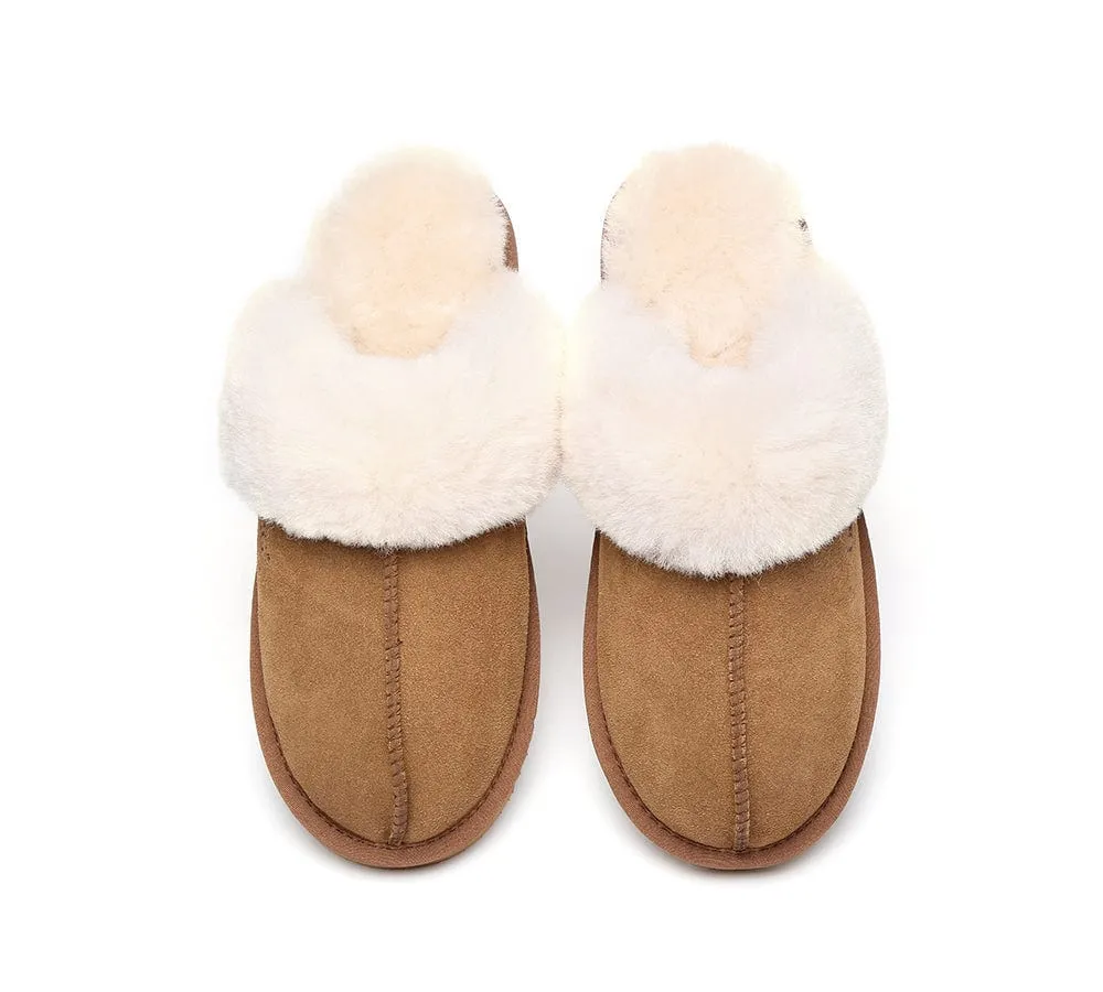 AUSTRALIAN SHEPHERD® UGG Sheepskin Wool Scuff Slippers Muffin