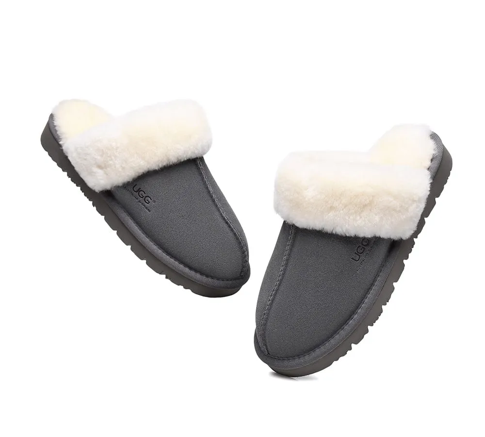 AUSTRALIAN SHEPHERD® UGG Sheepskin Wool Scuff Slippers Muffin