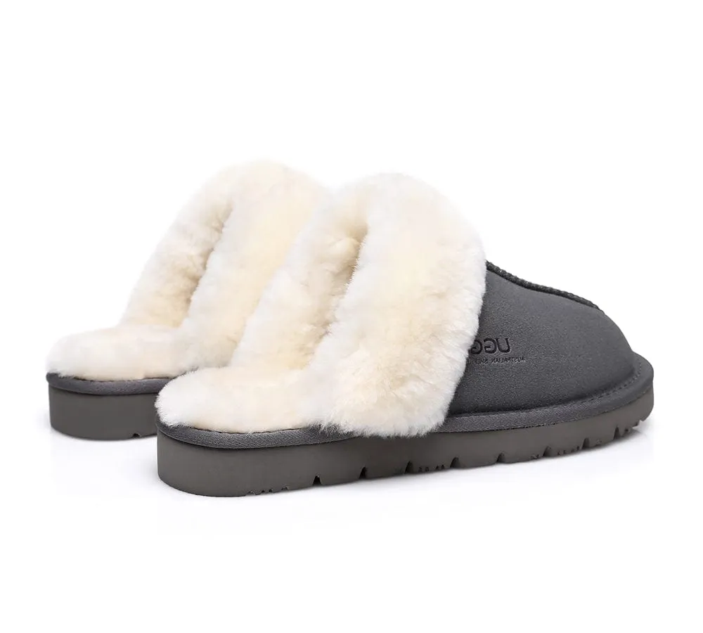 AUSTRALIAN SHEPHERD® UGG Sheepskin Wool Scuff Slippers Muffin