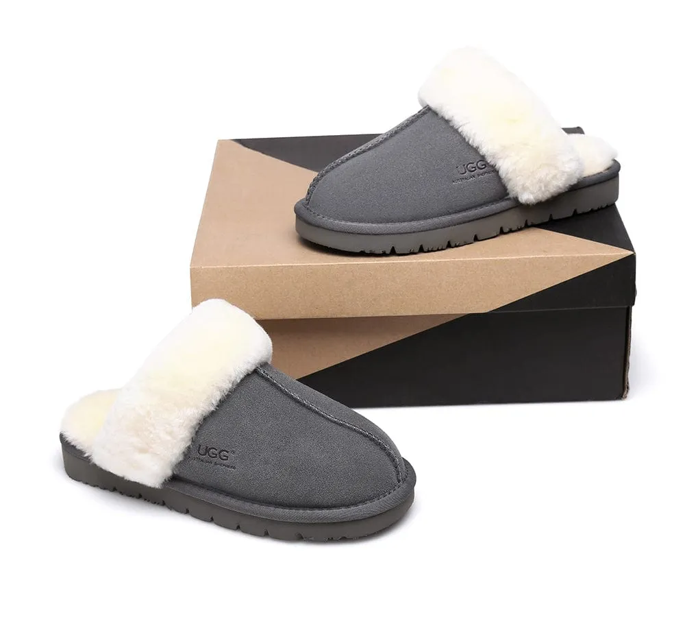 AUSTRALIAN SHEPHERD® UGG Sheepskin Wool Scuff Slippers Muffin