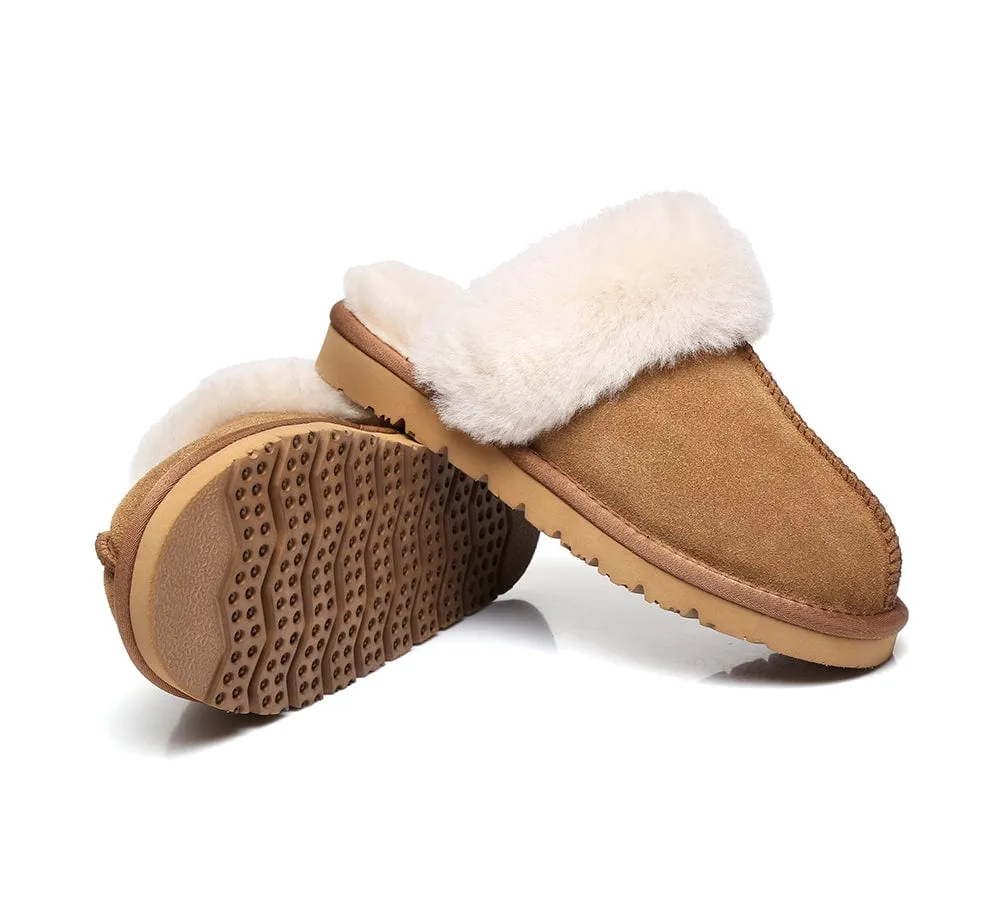 AUSTRALIAN SHEPHERD® UGG Sheepskin Wool Scuff Slippers Muffin