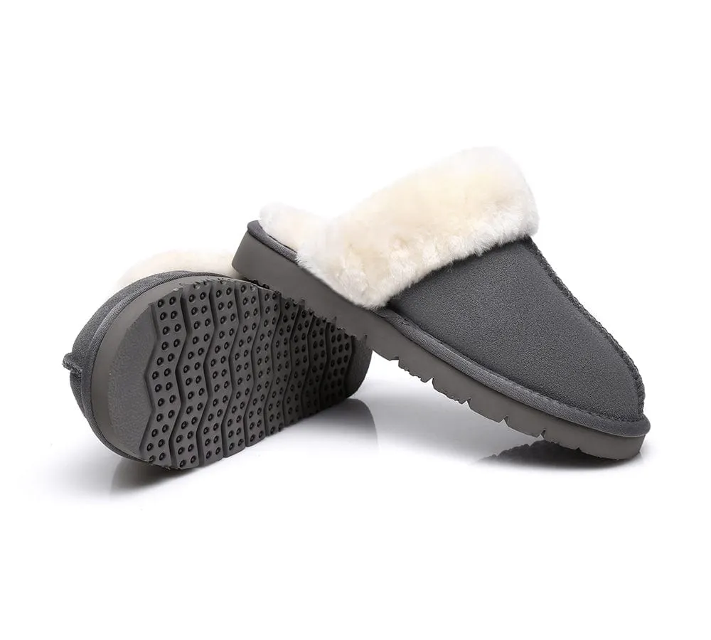 AUSTRALIAN SHEPHERD® UGG Sheepskin Wool Scuff Slippers Muffin