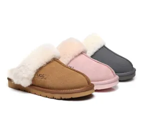 AUSTRALIAN SHEPHERD® UGG Sheepskin Wool Scuff Slippers Muffin