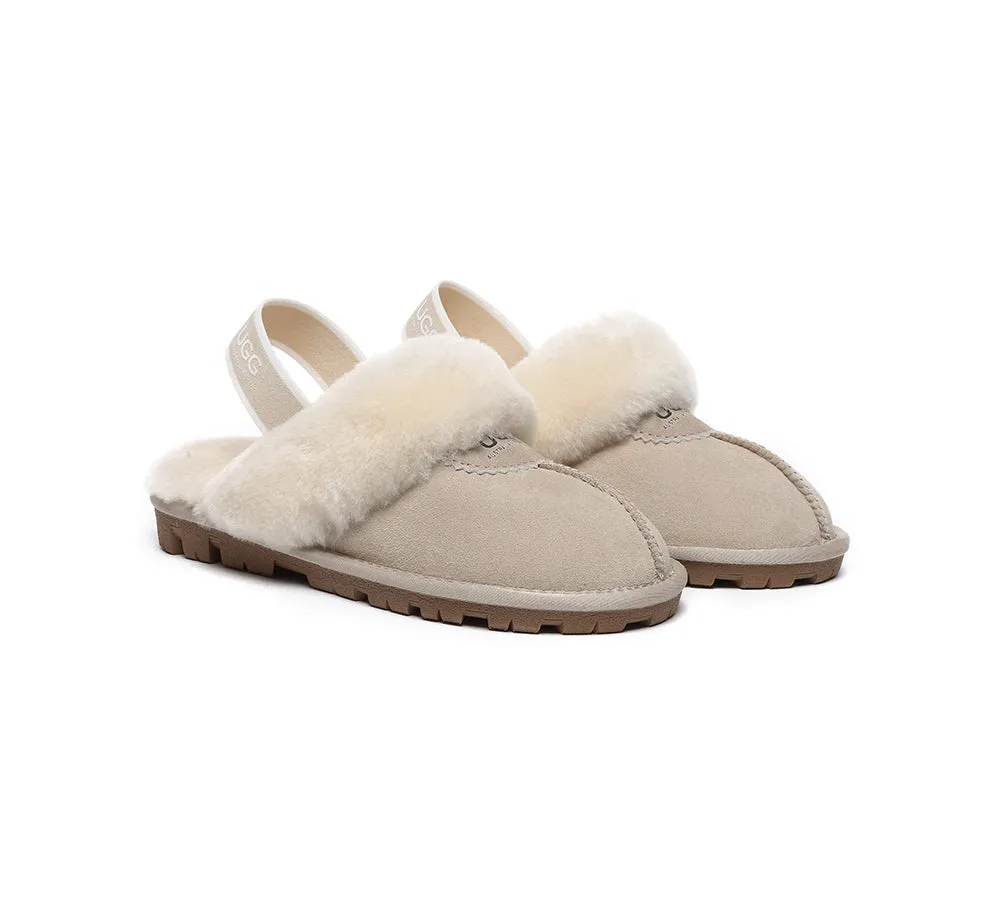 AUSTRALIAN SHEPHERD® UGG Sheepskin Wool Slingback Slippers Waffle Plus