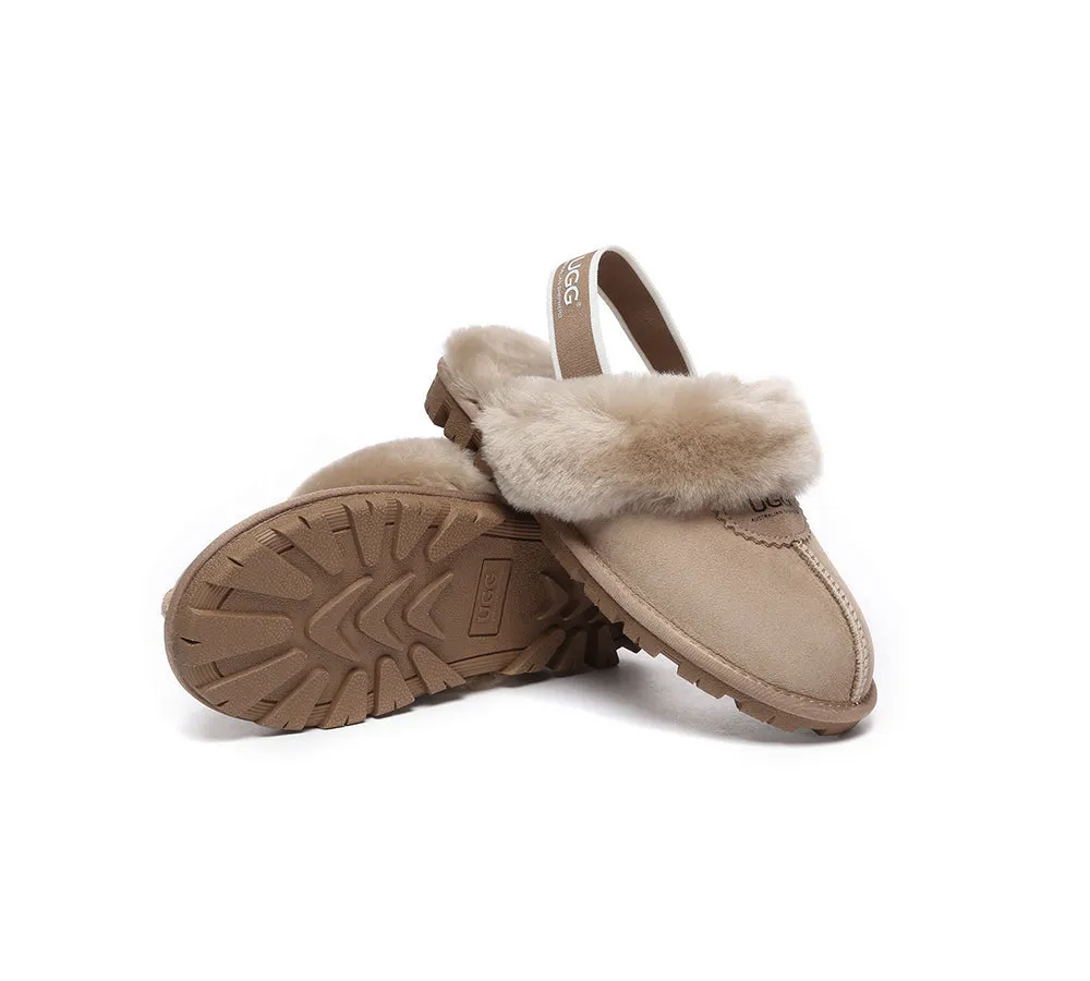 AUSTRALIAN SHEPHERD® UGG Sheepskin Wool Slingback Slippers Waffle Plus