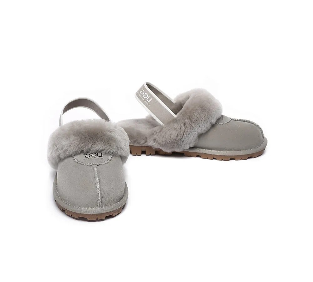 AUSTRALIAN SHEPHERD® UGG Sheepskin Wool Slingback Slippers Waffle Plus